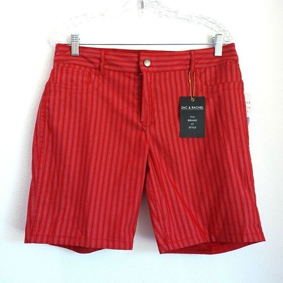 Zac & Rachel Reversible Shorts Red Red Stripe Size 10 NWT - Picture 1 of 15